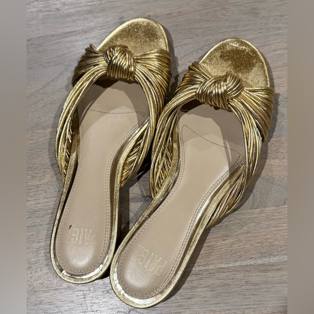 Paige Metallic Gold Knot Slide Sandals –Size 7.5 Summer Sandal Season must have!